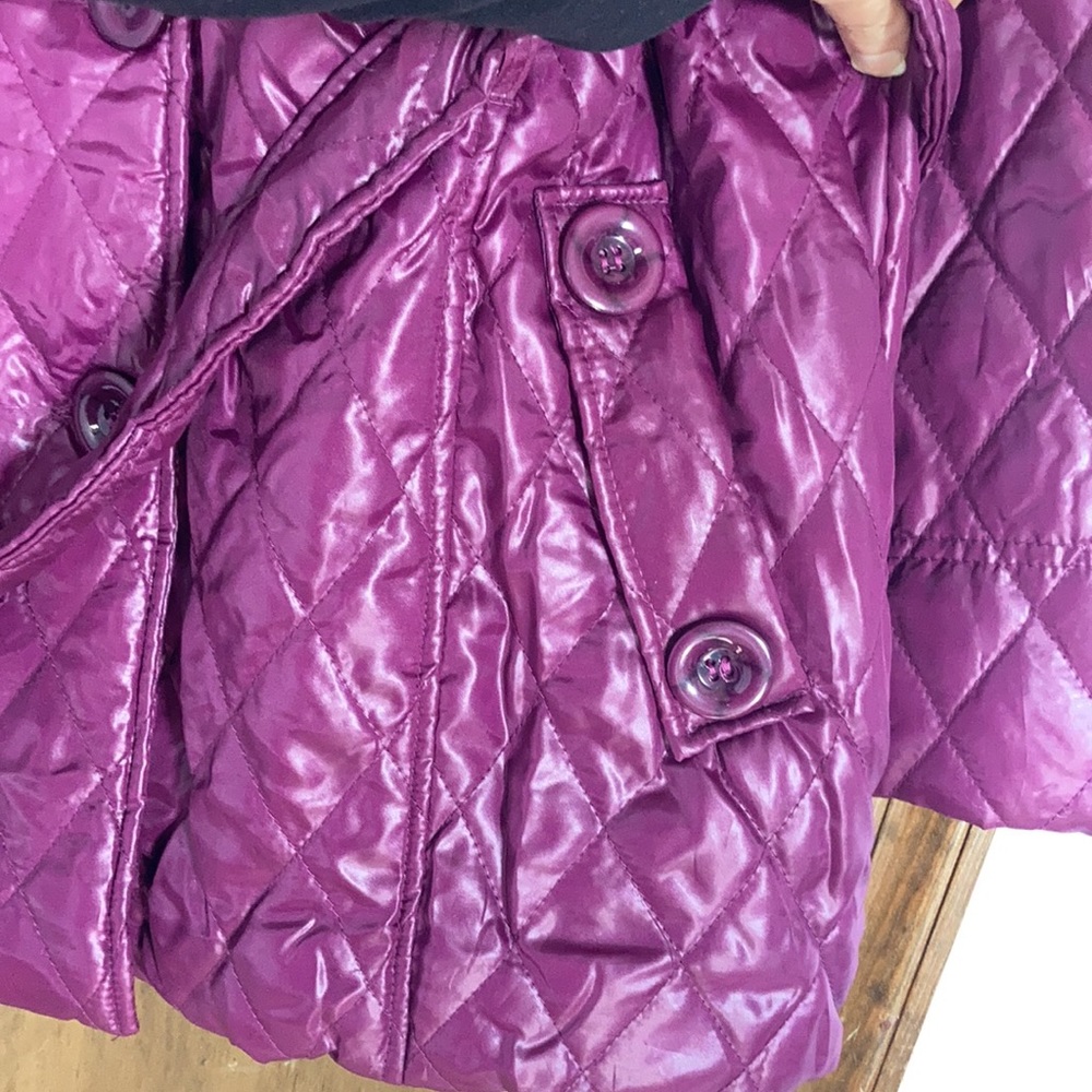 La mode plus size detachable faux fur collar quilted coat w belt 42 - Picture 7 of 17